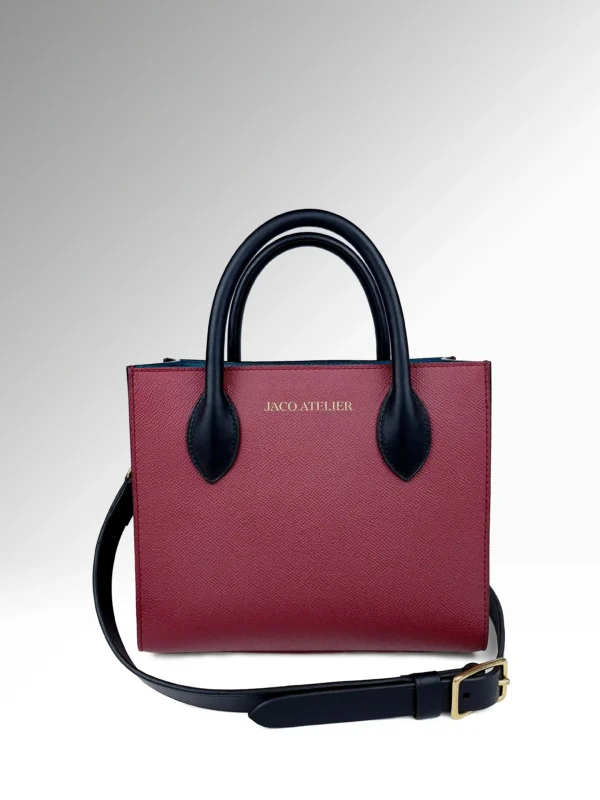 Aurelia Burgundy Epsom Δερμάτινη Τσάντα Medium Tote Μπροστά