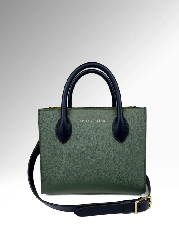 Aurelia Σκούρη Πράσινη Epsom Δερμάτινη Τσάντα Medium Tote Μπροστά