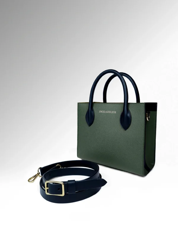 Aurelia Σκούρη Πράσινη Epsom Δερμάτινη Τσάντα Medium Tote Προφίλ - Μαύρο Veg Tan Butts Λουρί