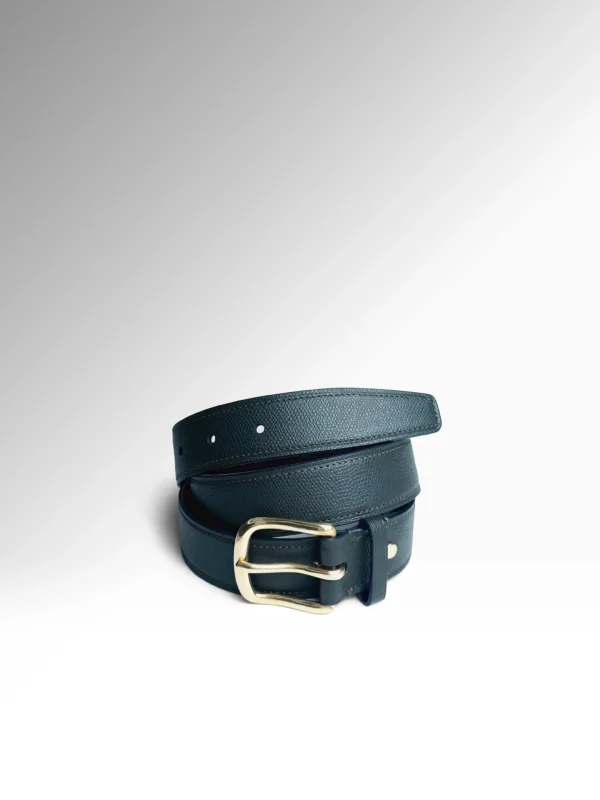 Eris Aegean Blue Epsom-Black Veg Tan Butts Δερμάτινη Ζώνη Οριζόντια
