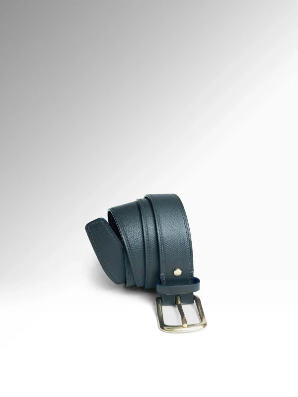 Eris Aegean Blue Epsom-Black Veg Tan Butts Δερμάτινη Ζώνη Κάθετα