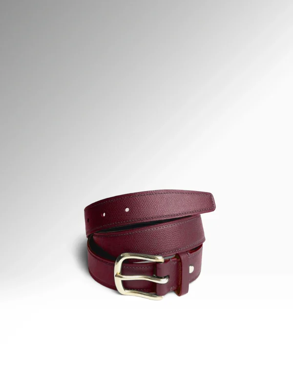 Eris Dark Cherry Epsom-Black Veg Tan Butts Δερμάτινη Ζώνη Οριζόντια