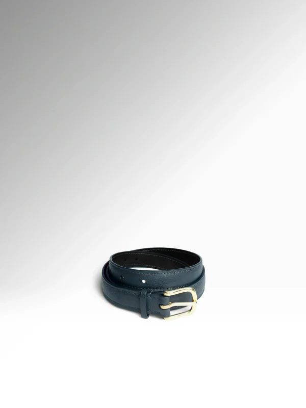 Eris Petite Aegean Blue Epsom-Black Veg Tan Butts Δερμάτινη Ζώνη Οριζόντια