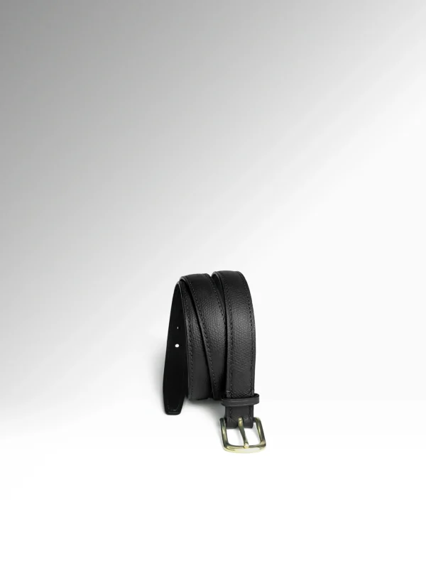 Eris Petite Μαύρη Epsom-Veg Tan Butts Δερμάτινη Ζώνη Κάθετα