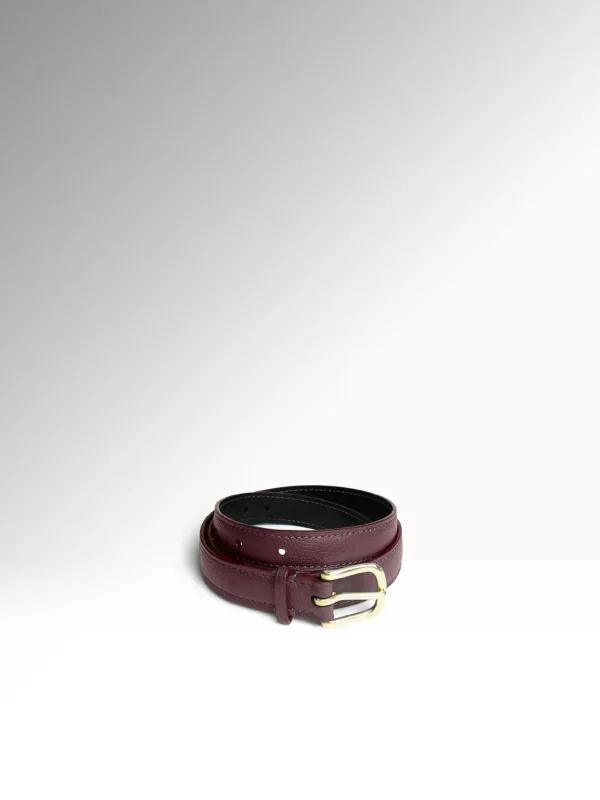 Eris Petite Dark Cherry Epsom-Black Veg Tan Butts Δερμάτινη Ζώνη Οριζόντια