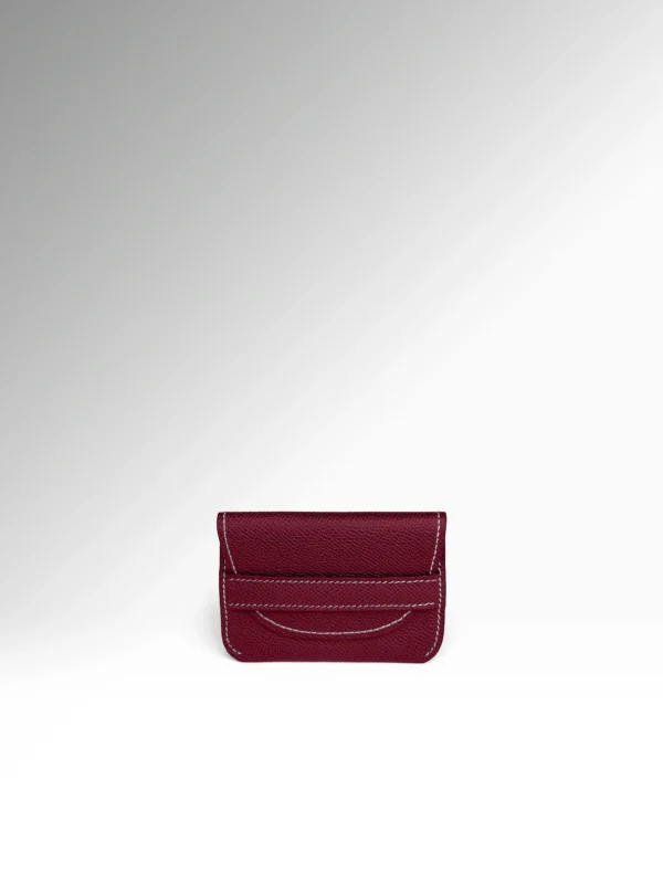 Minimal Orion Dark Cherry Epsom Δερμάτινο Πορτοφόλι Μπροστά