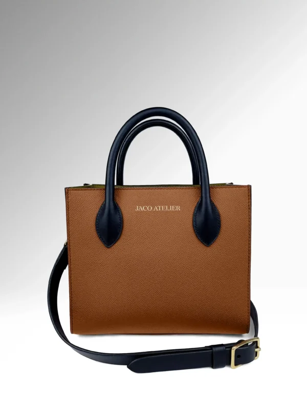 Aurelia Cognac Epsom Δερμάτινη Τσάντα Medium Tote Μπροστά