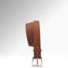 Sigillo Brown Veg Tan Butts Leather Belt Vertical