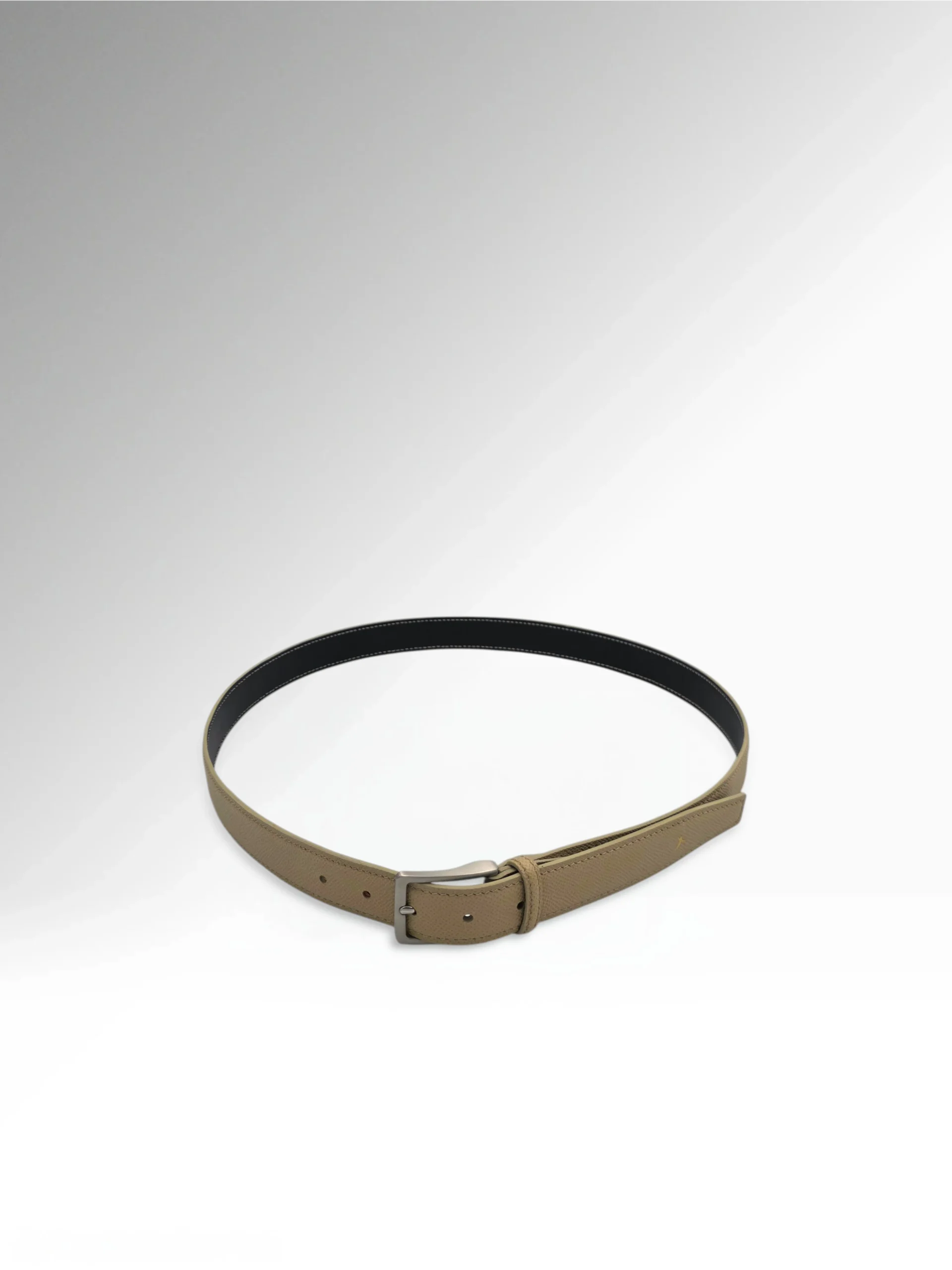 Cicero Beige Epsom Leather Belt Round