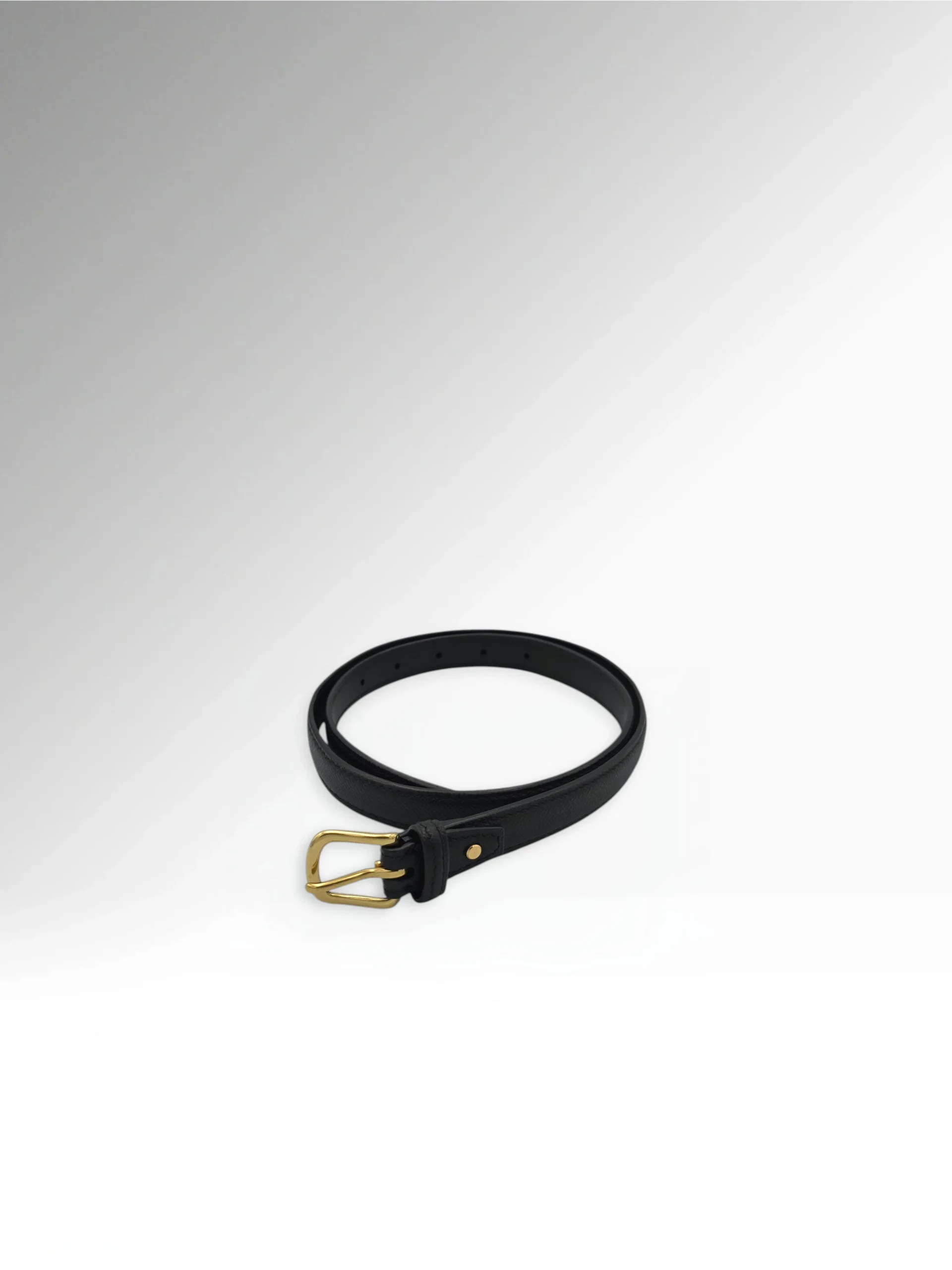 Cicero Petite Black Epsom Leather Belt Front