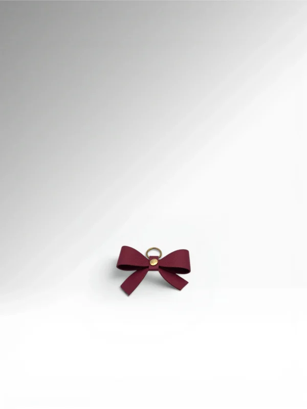 Key Bow Burgundy Epsom Leather Charm